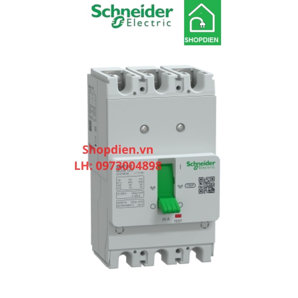 G12T3F20 Schneider MCCB 3P 20A 10kA Gopact Aptomat Cầu dao tự động 125T