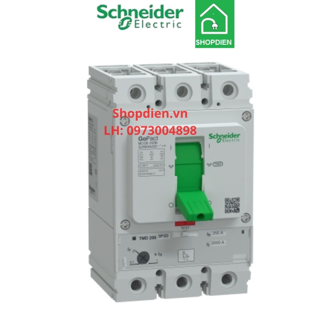 G25B3A250 Schneider MCCB 3P 250A 25kA Gopact 250B Aptomat Cầu dao tự động