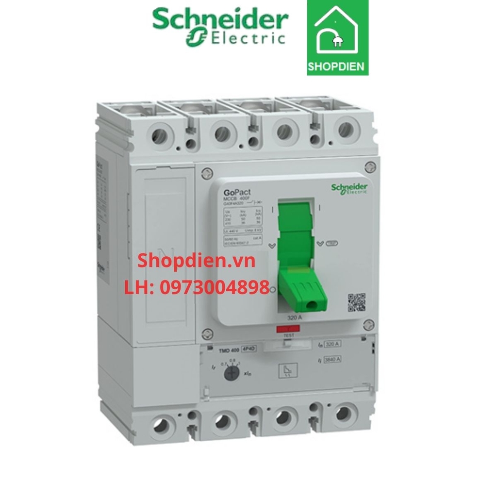 G40N4A400 Schneider MCCB 4P 400A 50kA Gopact 400N Aptomat Cầu dao tự động