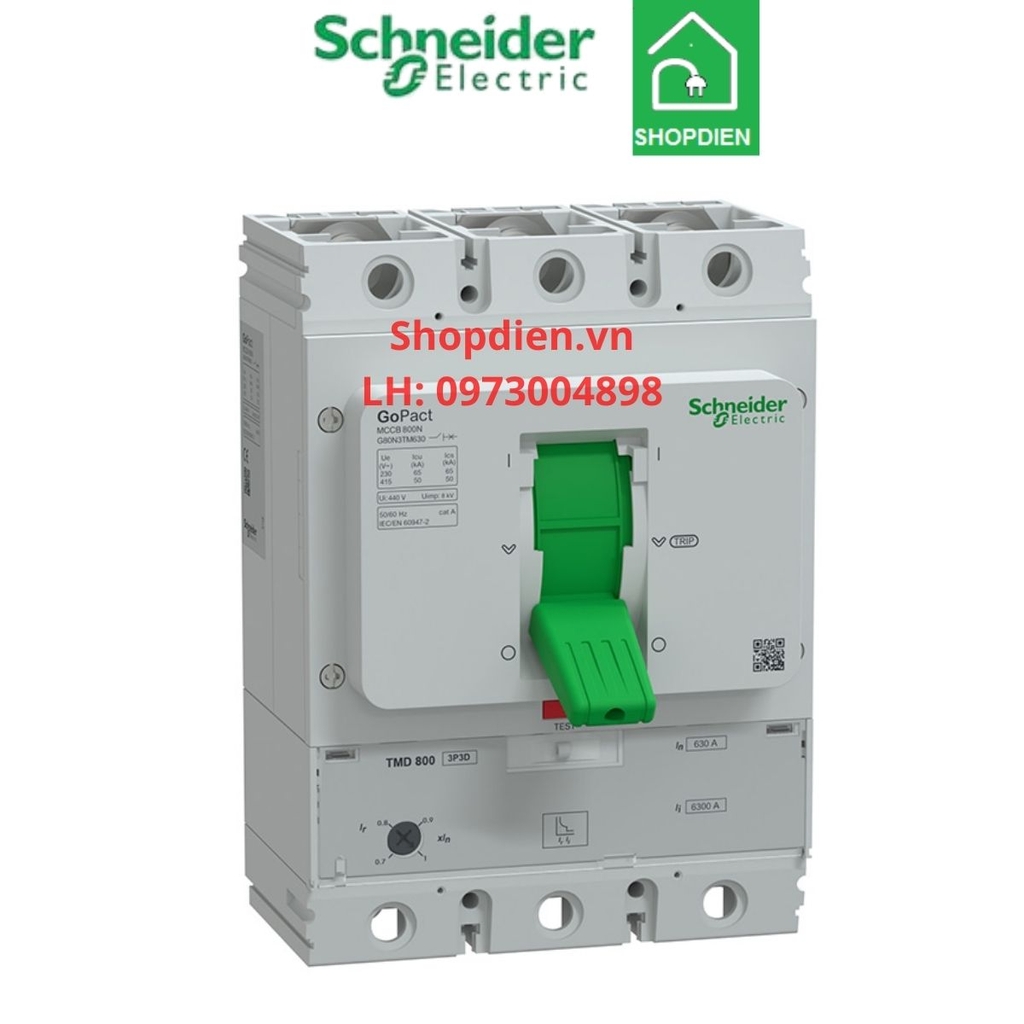 G80H3TM800 Schneider MCCB 3P 800A 70kA Gopact 800H Aptomat Cầu dao tự động