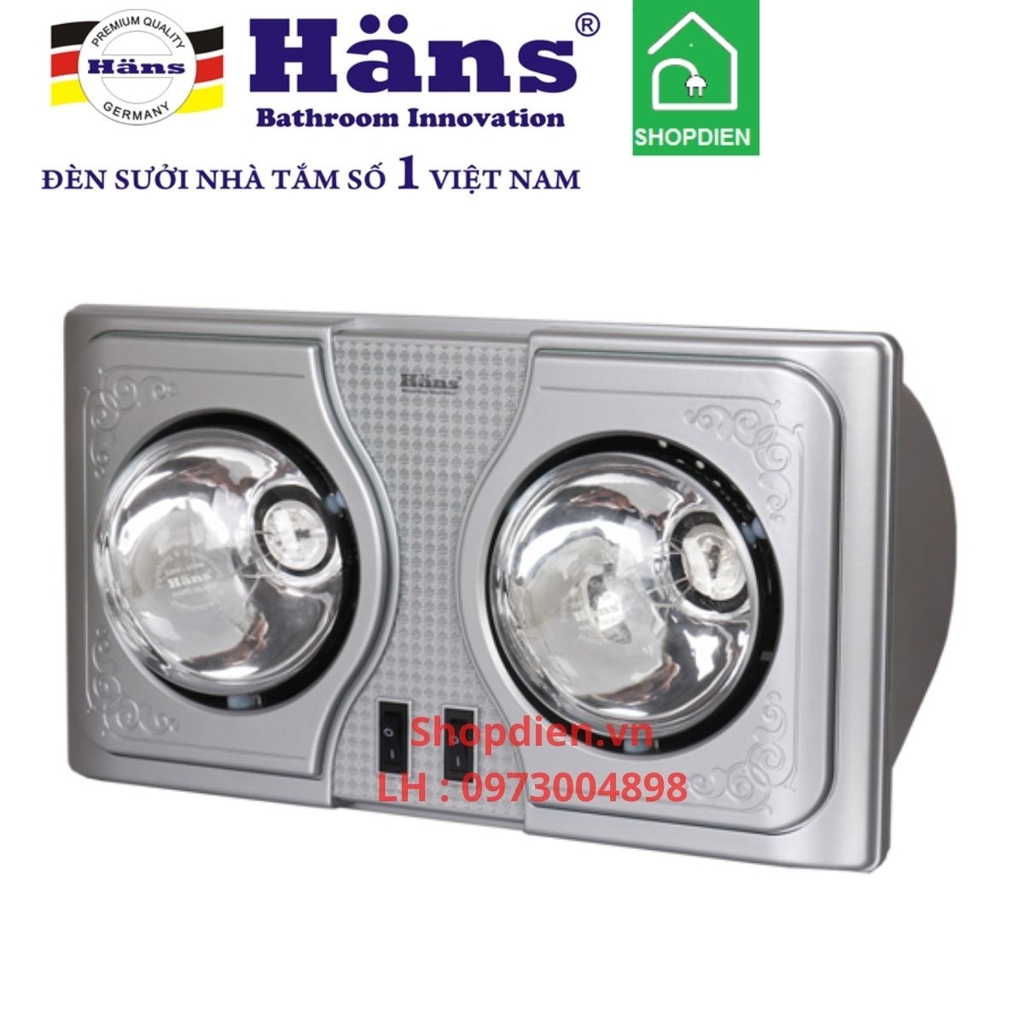 HANS H2B Đèn sưởi treo tường 2 bóng công tắc