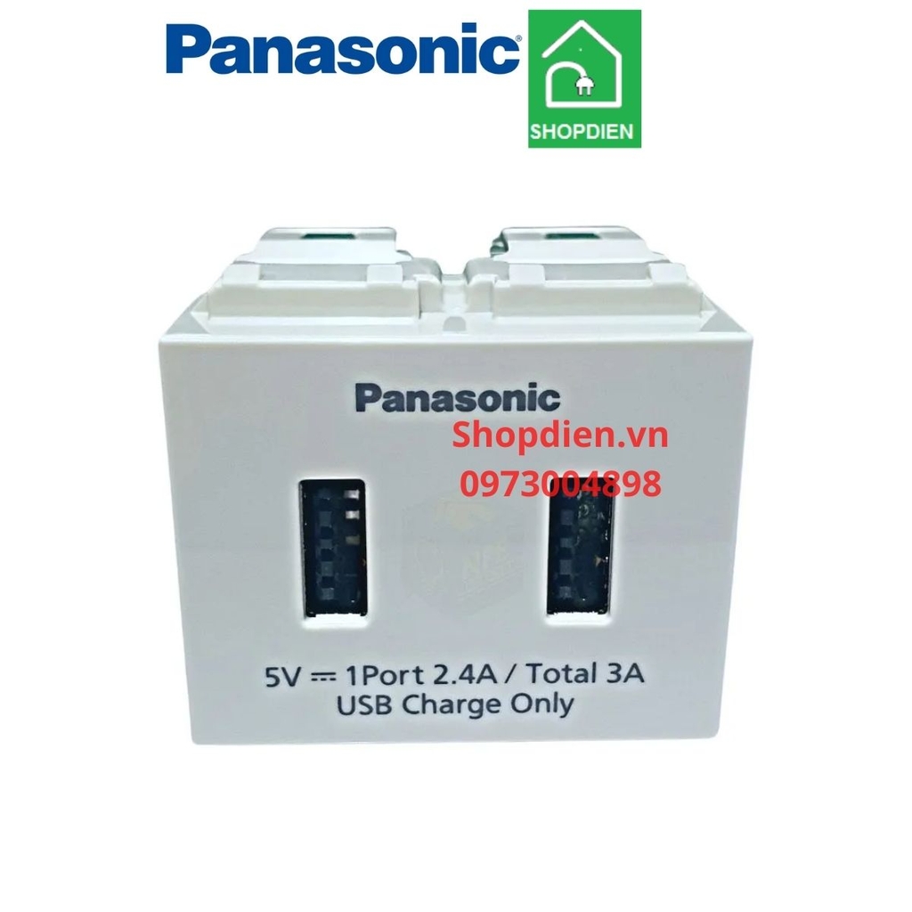 WEF11821W Panasonic Hạt ổ cắm sạc USB loại đôi Wide Series