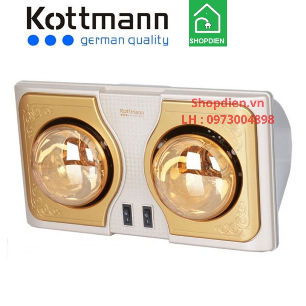 K2BH Kottmann Đèn sưởi 2 bóng treo tường công tắc