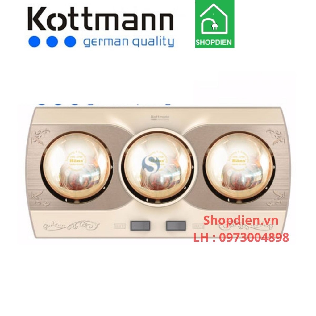 K3BQ Kottmann Đèn sưởi 3 bóng treo tường công tắc