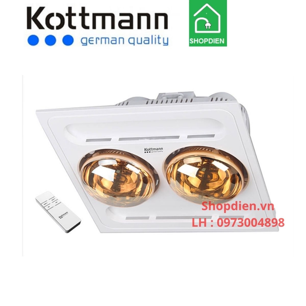 K9R KOTTMANN Đèn sưởi 2 bóng âm trần điều khiển từ xa