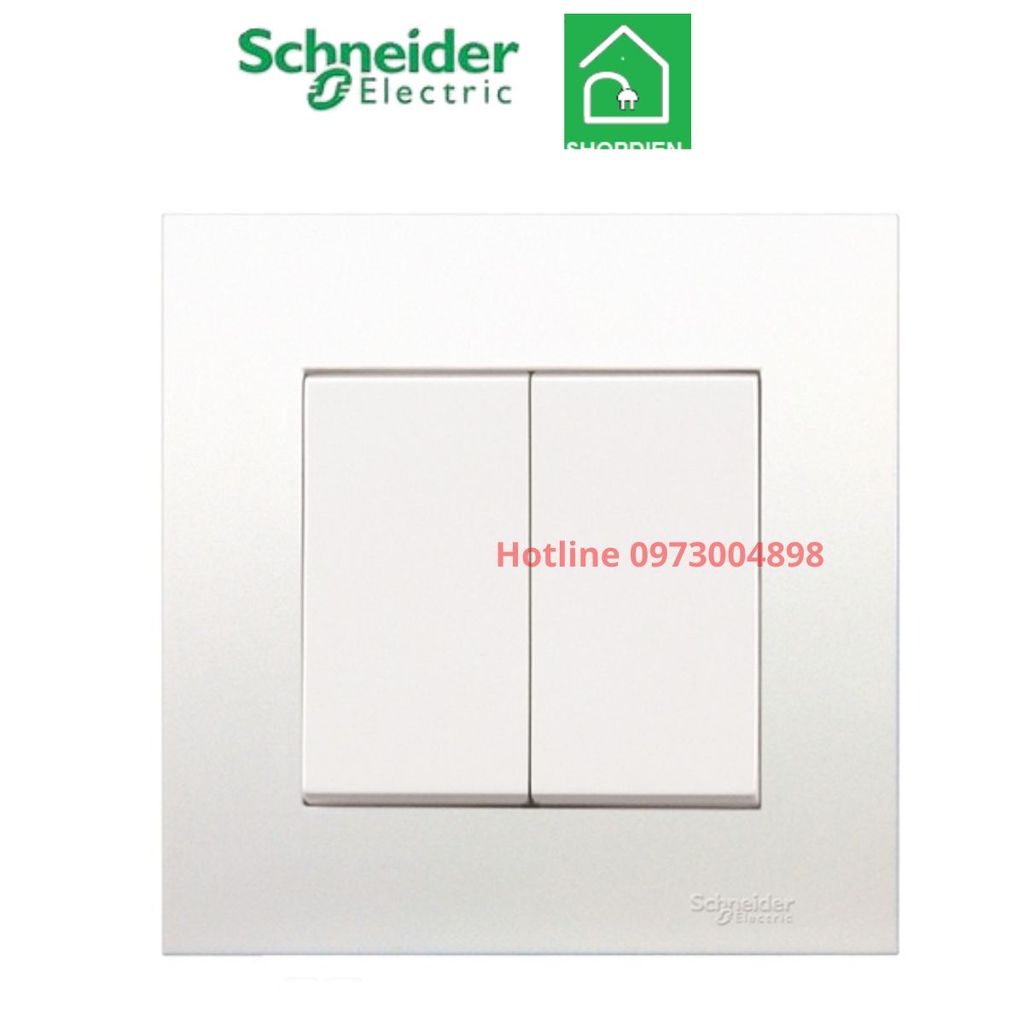 KB32_1_WE_G19 Schnedier Công tắc đôi 1 chiều Vivace Màu trắng