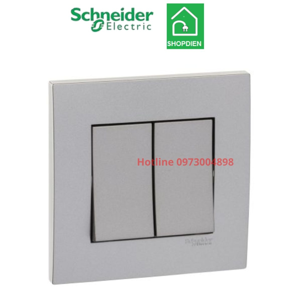 KB32_AS_G19 Schneider Bộ công tắc đôi 2 chiều Vivace Màu xám bạc
