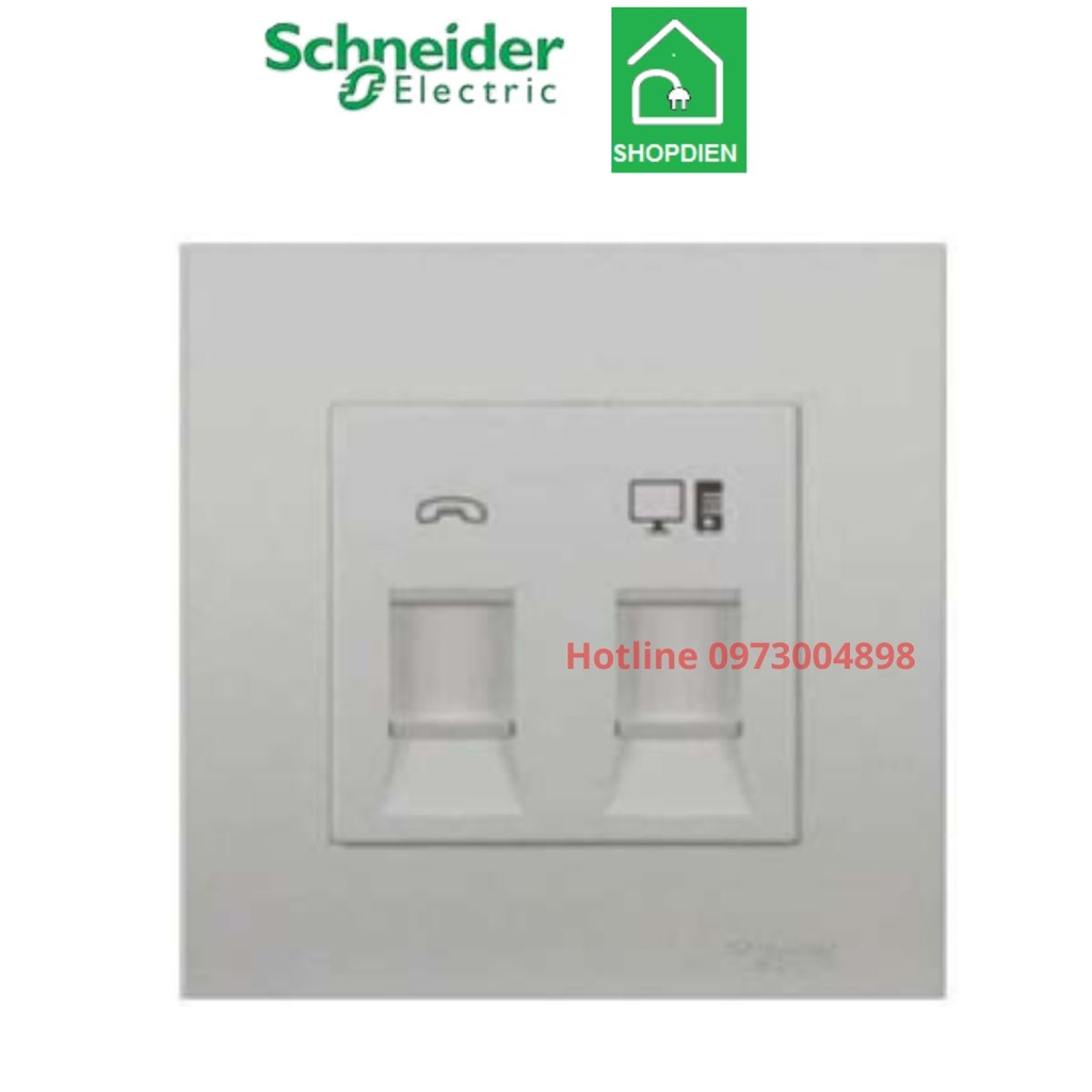 KB32TS_RJ5E_AS Schneider Ổ cắm điện thoại và ổ cắm mạng Cat5e Vivace Màu xám bạc