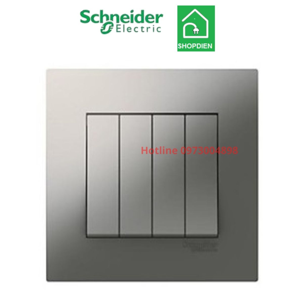 KB34S_1_AS_G19 Schneider công tắc bốn 1 chiều Vivace Màu xám bạc