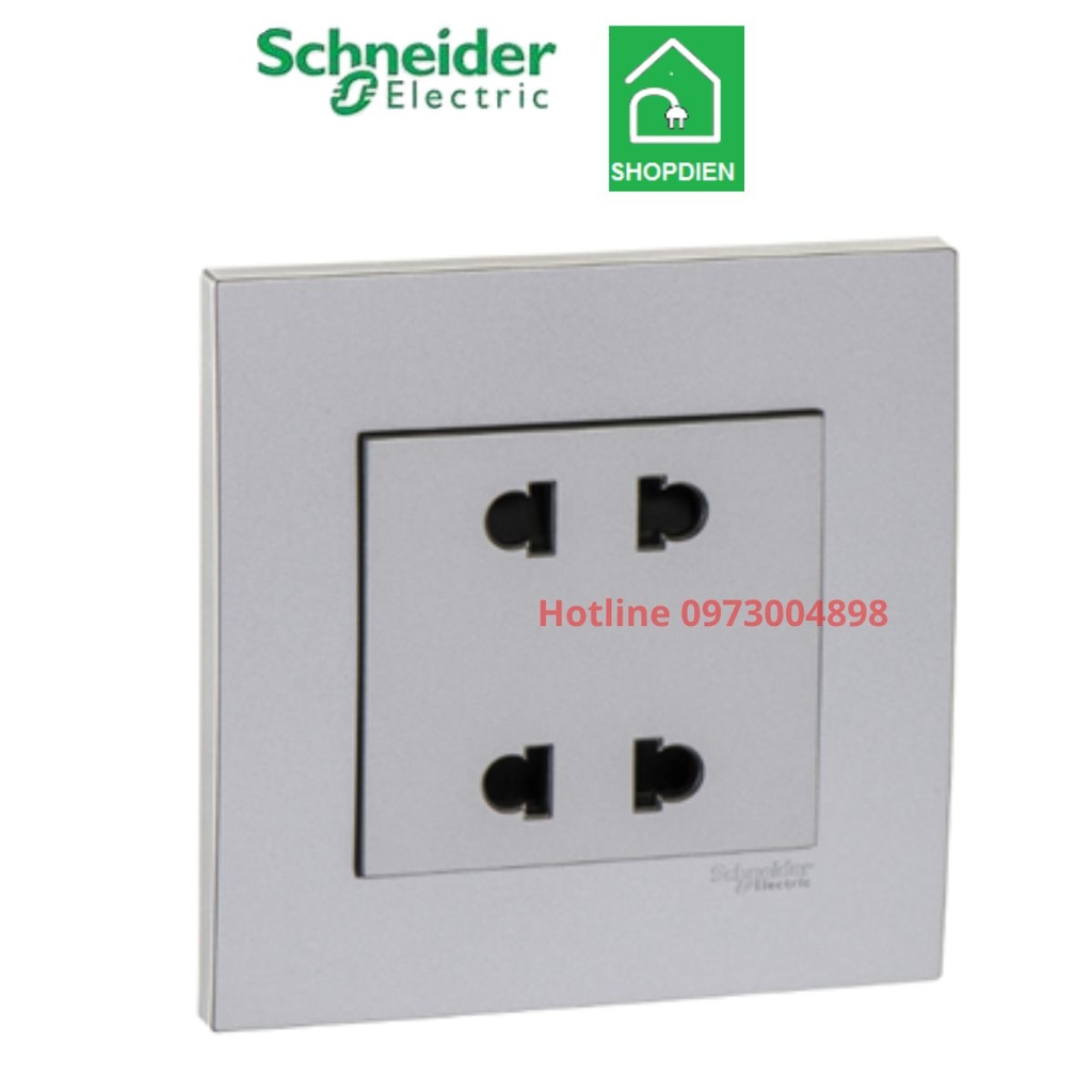 KB426US2_AS_G19 Schneider ổ cắm đôi 2 chấu Vivace Màu bạc