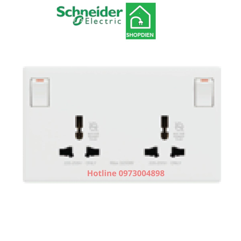 KBNT25_IS_WE Schneider Ổ cắm đôi đa năng có công tắc Vivace E