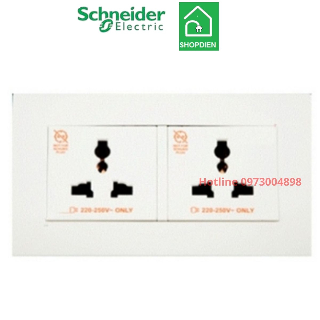 KBT413S_WE_G19 Schneider Ổ cắm đôi 3 chấu đa năng Vivace Màu trắng 2P+E 13A