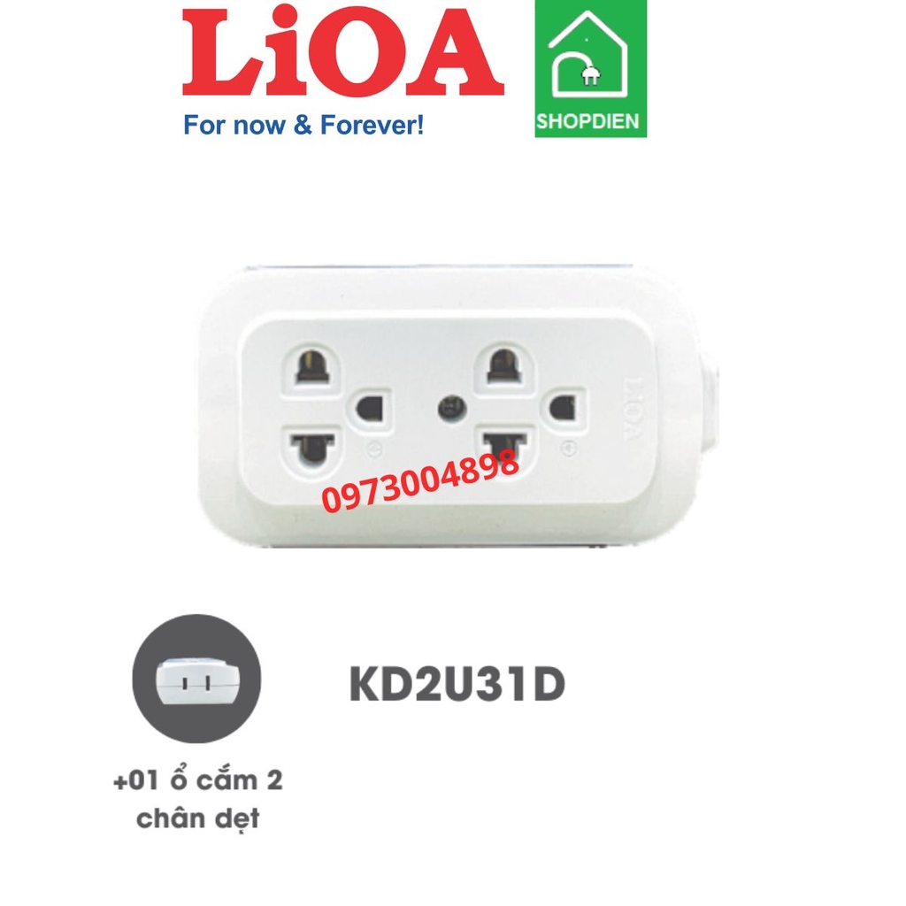 KD2U31D LIOA Ổ cắm kéo dài đôi 3 chân 2200w không dây