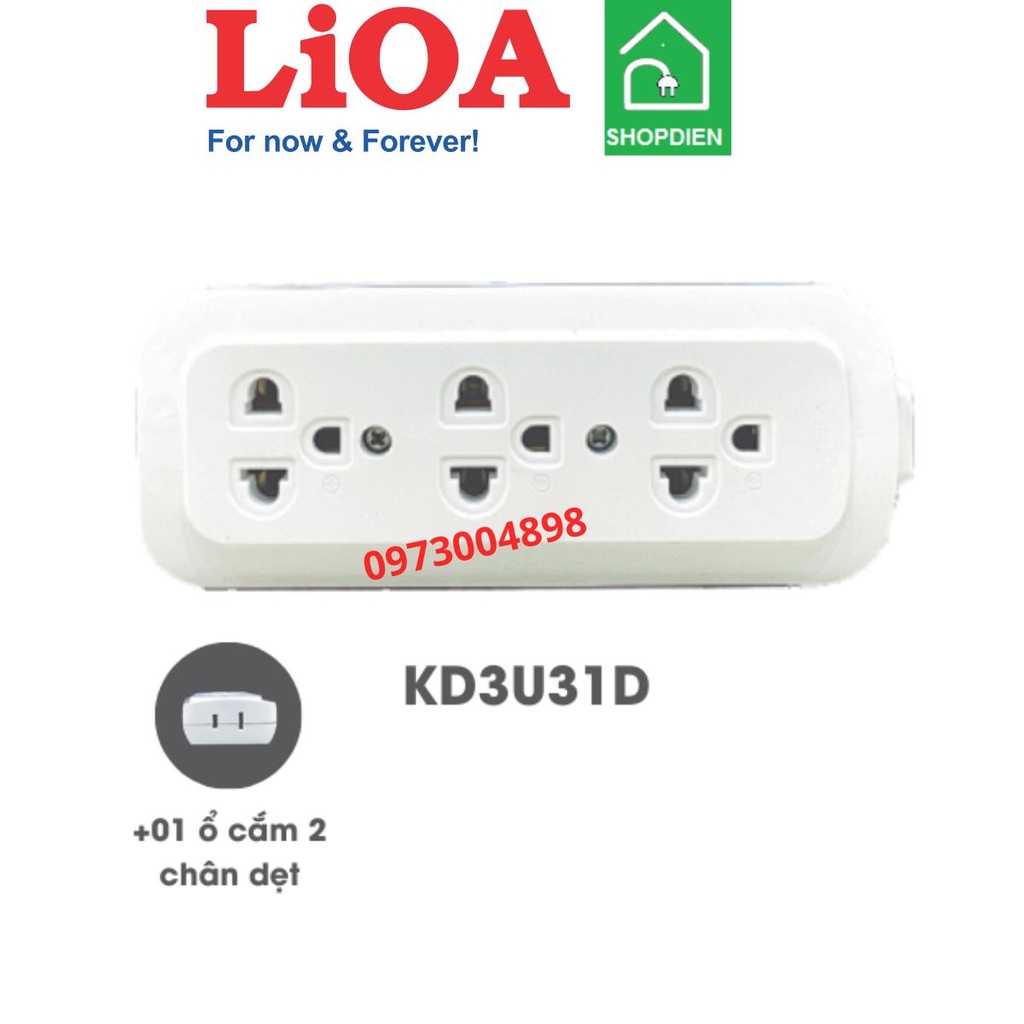 KD3U31D LIOA Ổ cắm kéo dài ba cổng 3 chân 2200w không dây