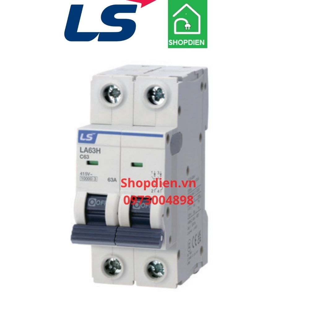 LA63H LS MCB 2P 25A 10kA Aptomat Cầu dao tự động