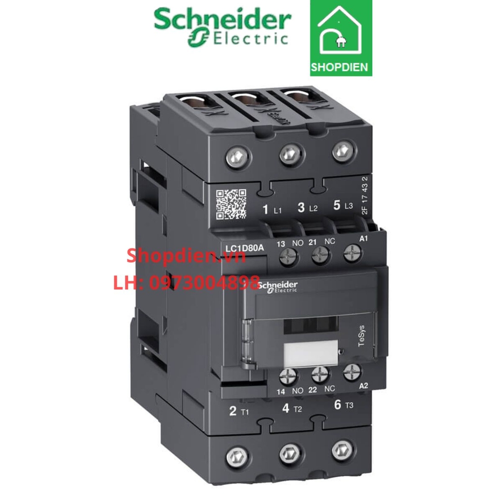 LC1D80AM7 Schneider Khởi động từ Contactor 3P 80A 220VAC Tesys Deca