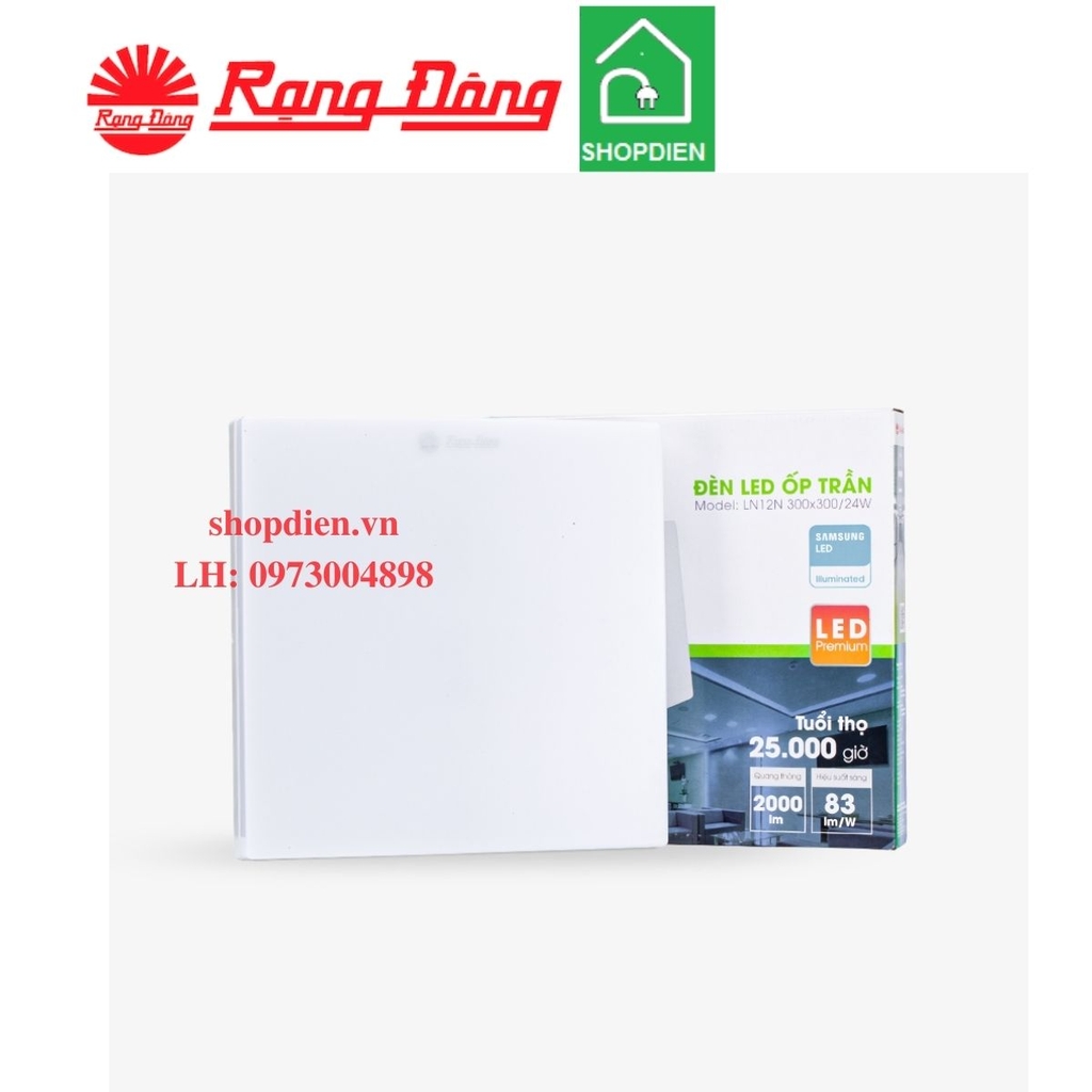 LN12N 300x300/24W Rạng Đông Đèn ốp trần vuông 24W