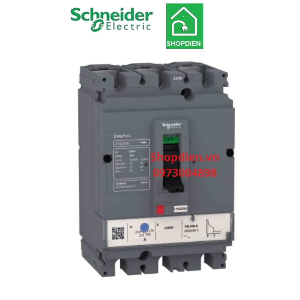 LV510307 Schneider CVS100B MCCB 3P 100A 25KA Easypact Aptomat Cầu dao tự động