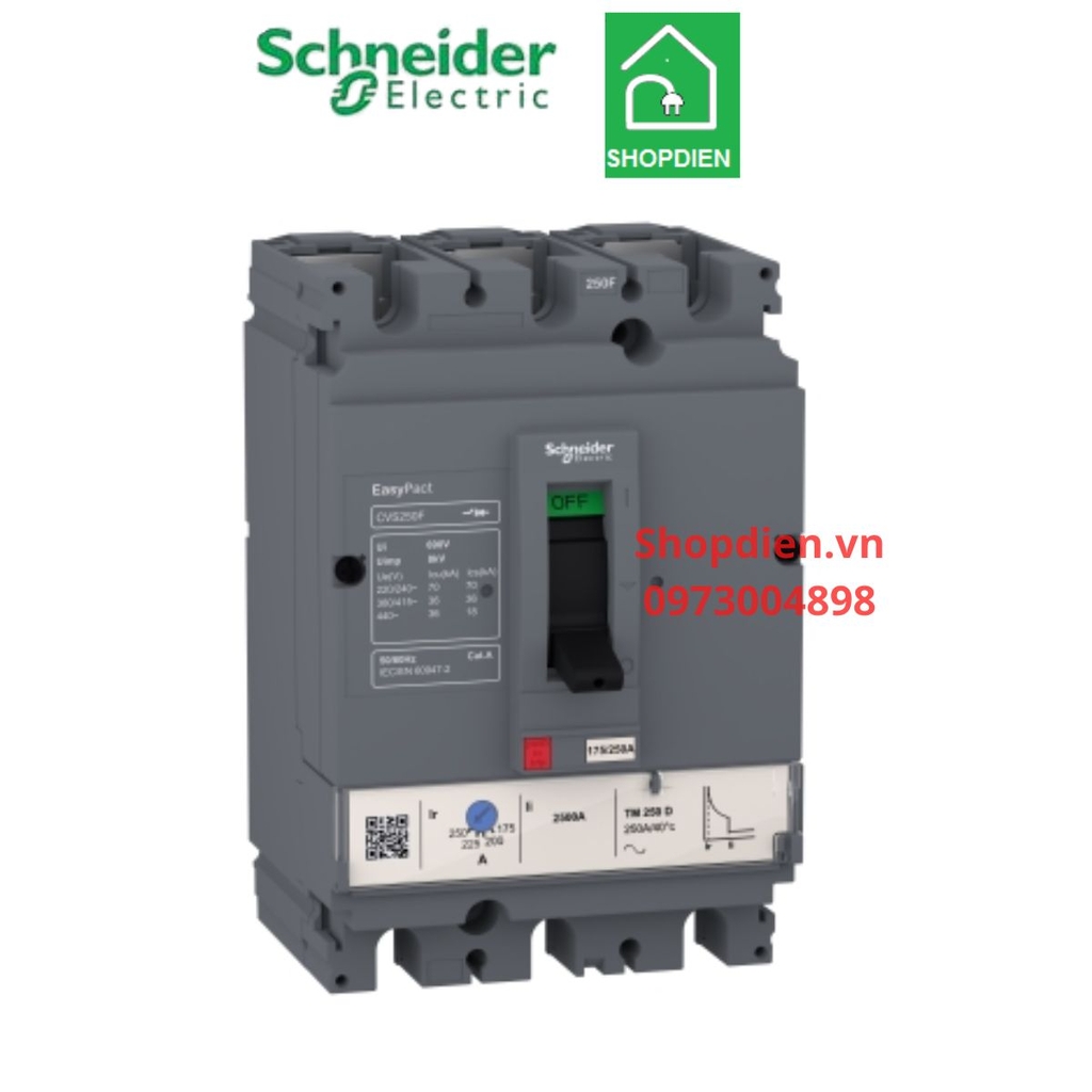 LV510335 Schneider CVS100F MCCB 3P 63A 36KA Easypact Aptomat Cầu dao tự động