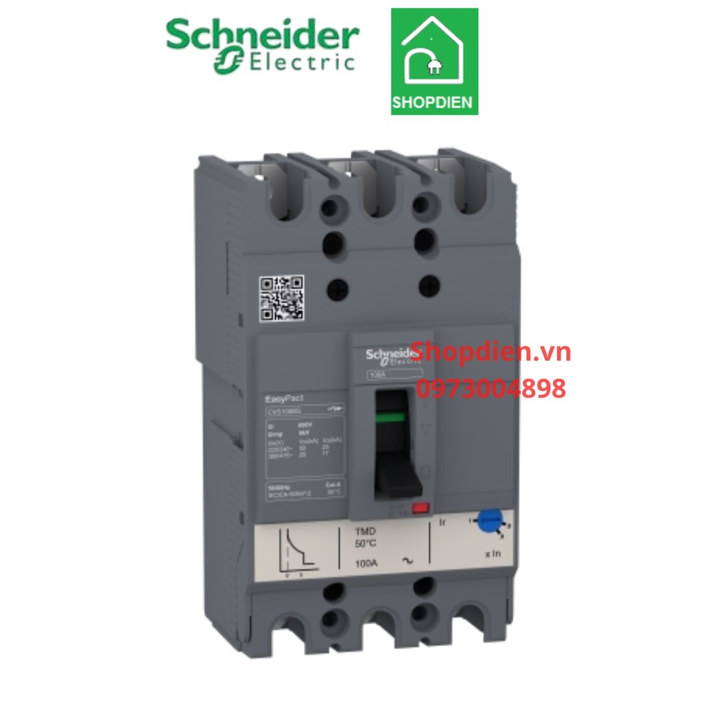 LV510935 Schneider CVS100BS MCCB 3P 50A 25KA Easypact Aptomat Cầu dao tự động