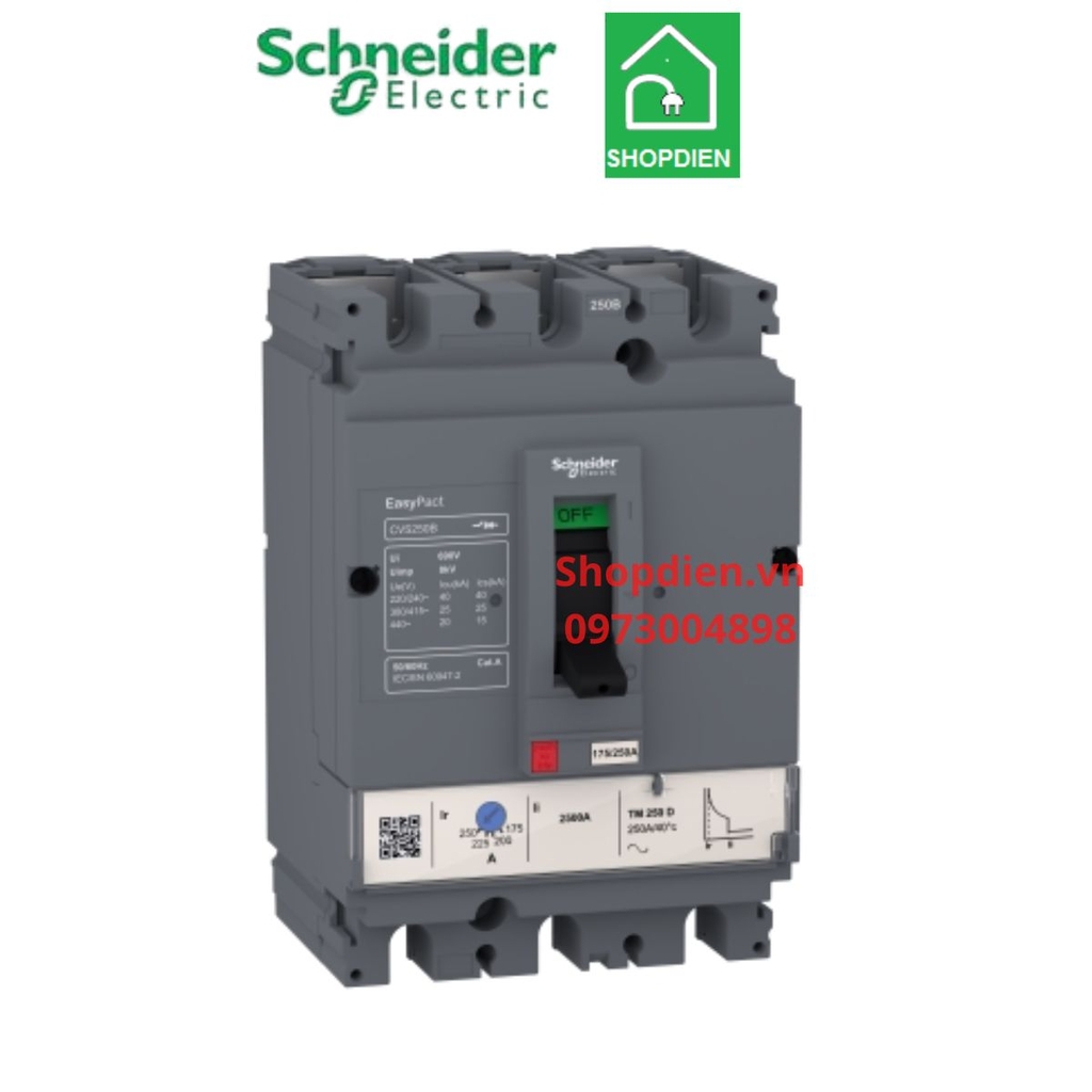 LV516302 Schneider CVS160B MCCB 3P 125A 25KA CVS160B Easypact Aptomat Cầu dao tự động