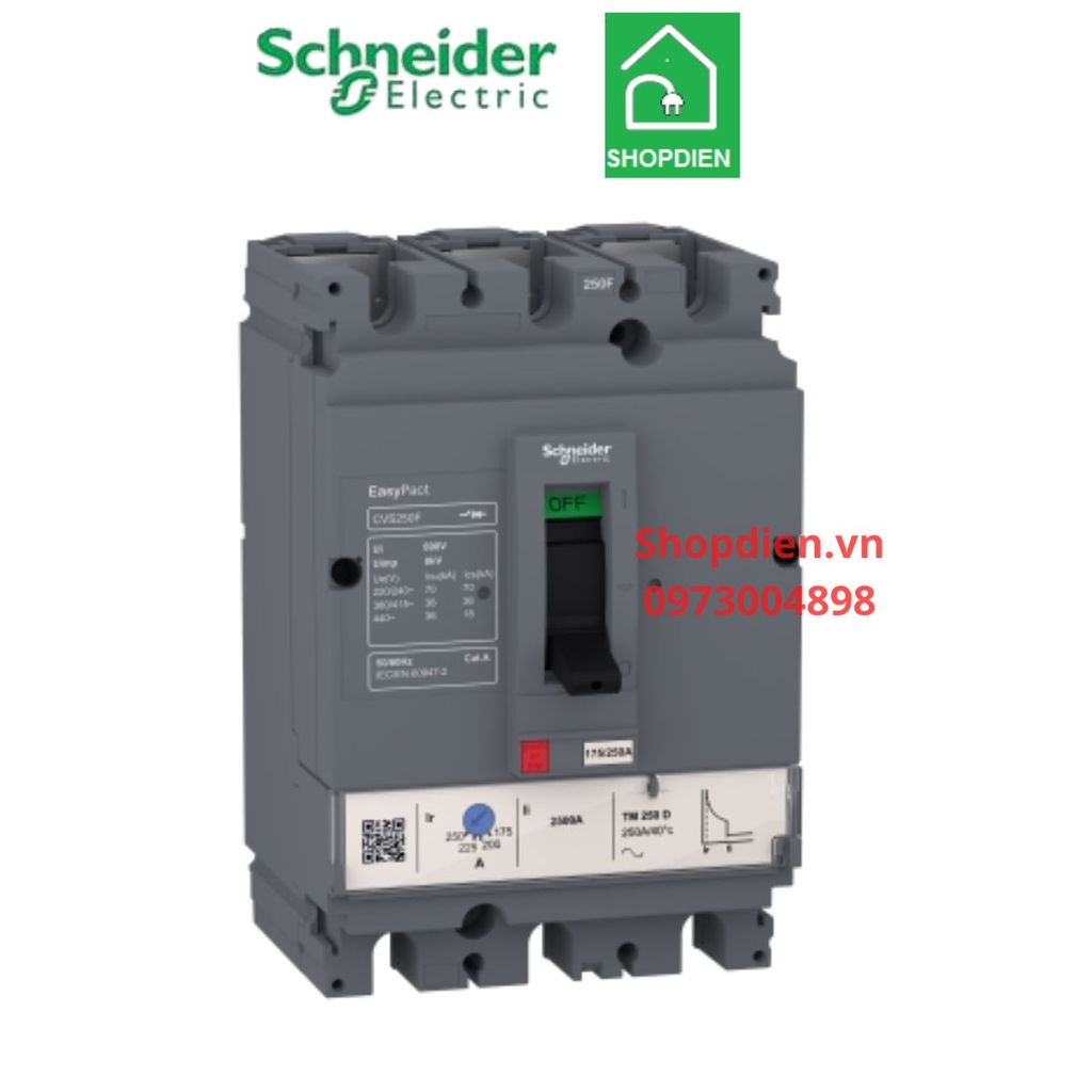 LV516332 Schneider CVS160F MCCB 3P 125A 36KA Easypact Aptomat Cầu dao tự động