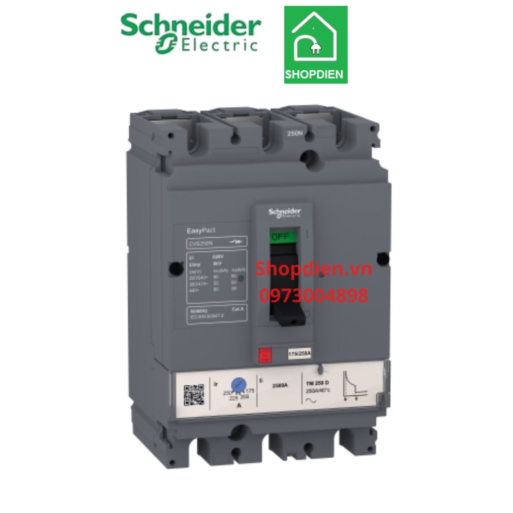 LV516461 Schneider CVS160N MCCB 3P 100A 50KA Easypact Aptomat Cầu dao tự động