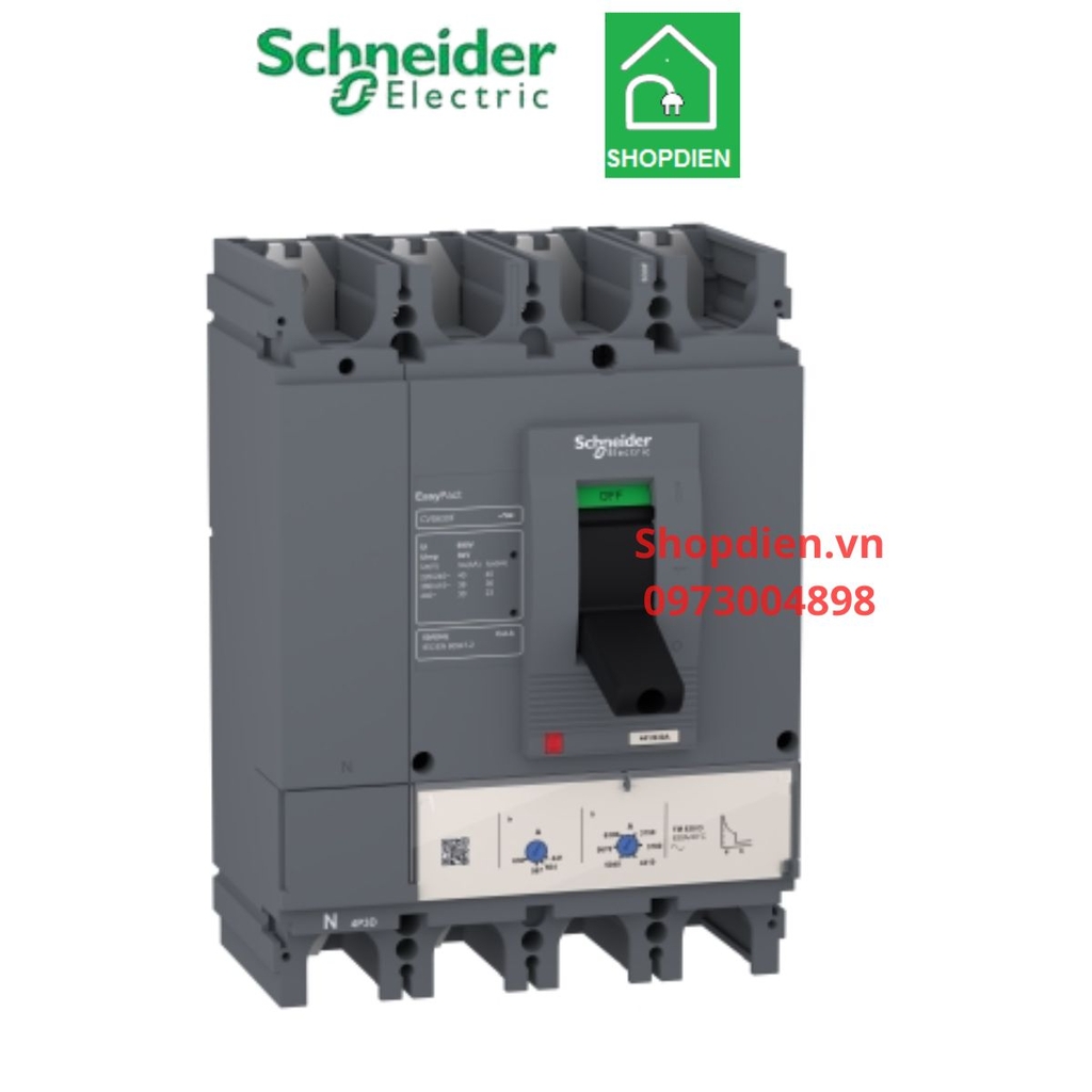 LV540309 Schneider CVS400F MCCB 4P 400A 36KA Easypact Aptomat Cầu dao tự động