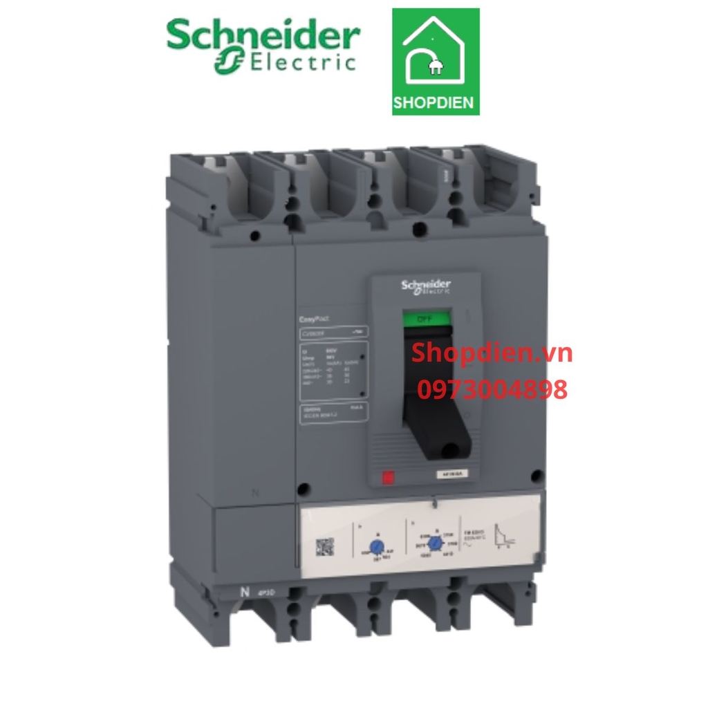 LV563309 Schneider CVS630F MCCB 4P 600A 36KA Easypact Aptomat Cầu dao tự động