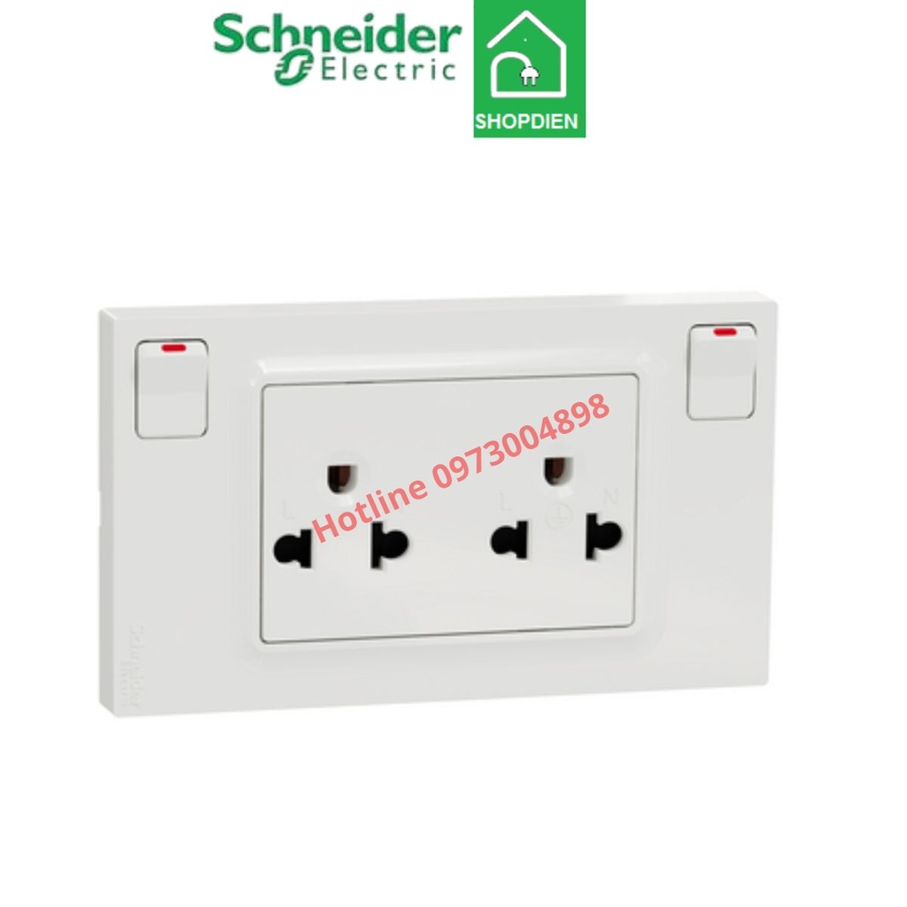 M3TS_SIS_WE Schneider Ổ cắm đôi 3 chấu có công tắc Miluz-E