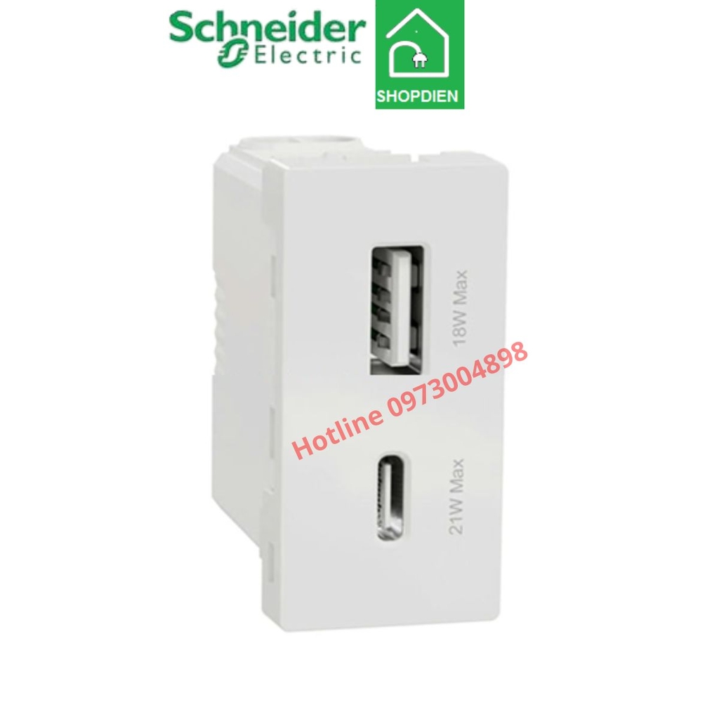 M3TS_USB2_WE Schneider Ổ cắm USB type A + type C Miluz-E