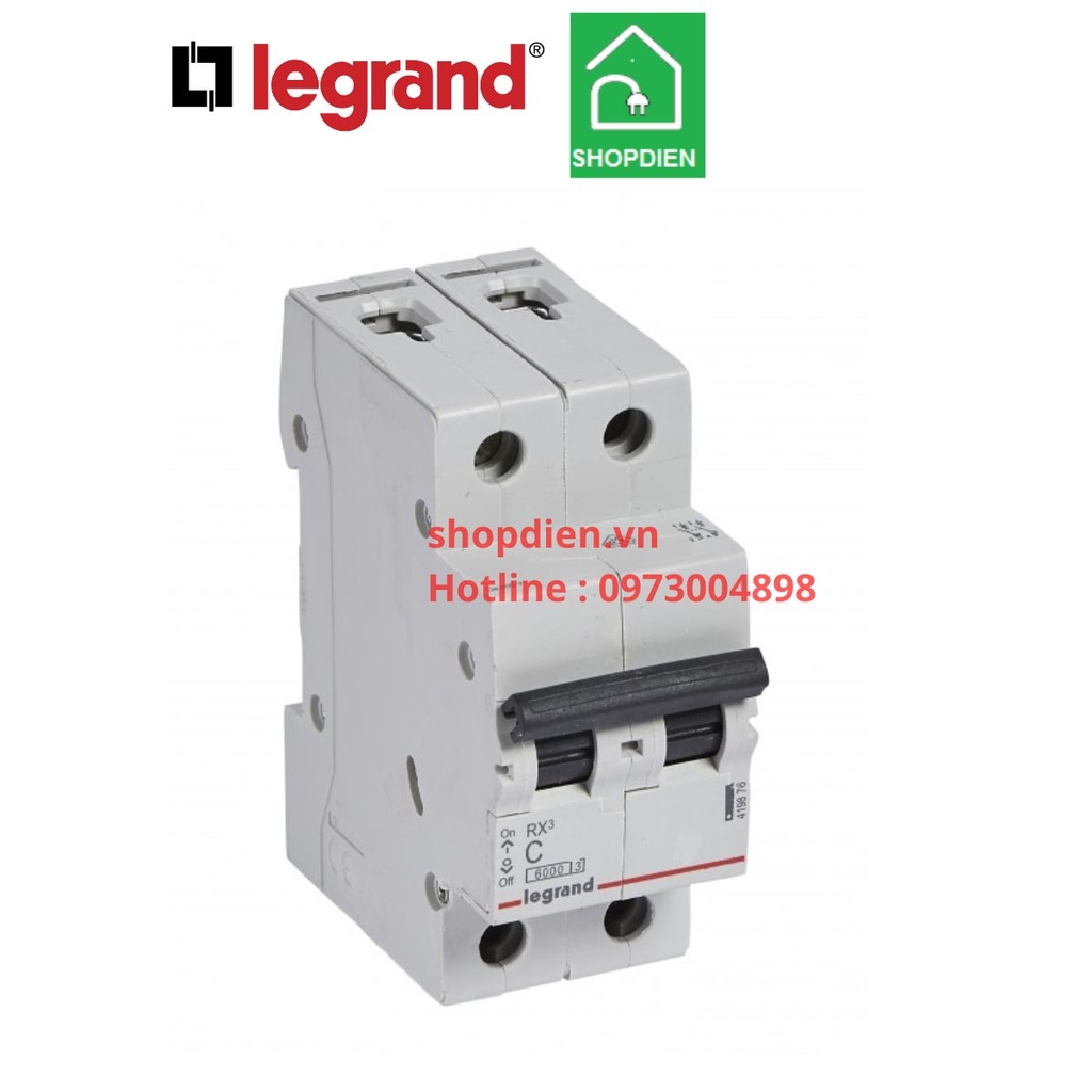 MCB 2P 10A 6KA 419871B Legrand Aptomat cầu dao tự động