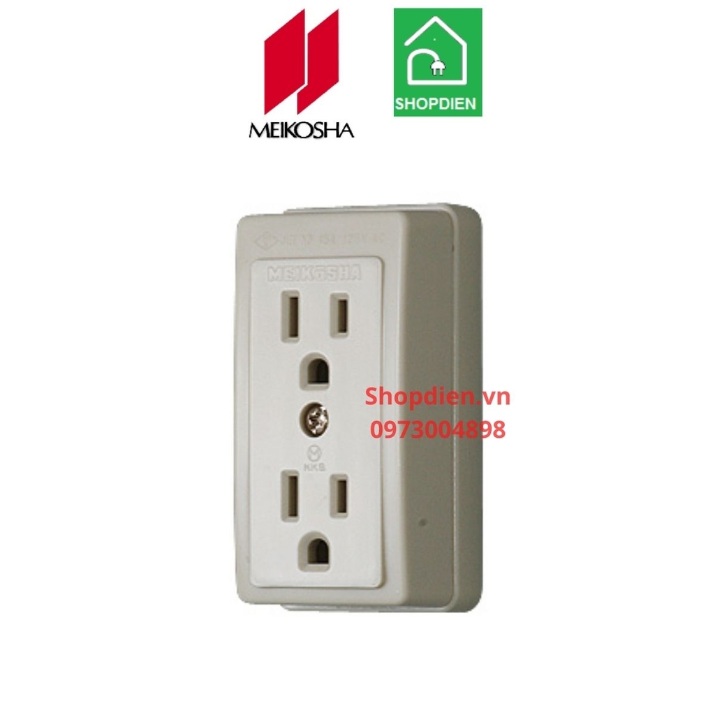 ME2746W Meikosha  Ổ cắm đôi 3 chân dẹt 15A gắn nổi