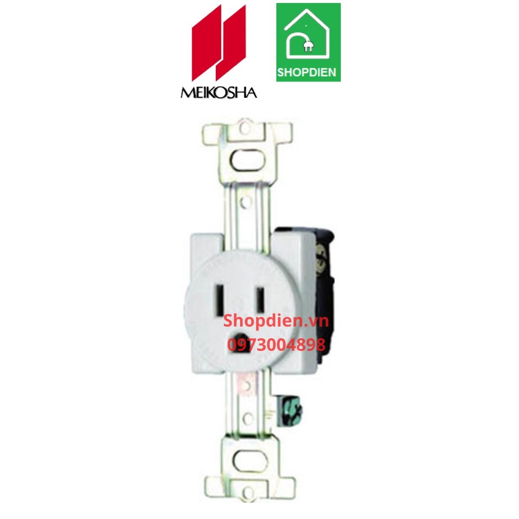 ME2816WW Meikosha Ổ cắm đơn 3 chấu 15A 125V màu trắng (2P+E)