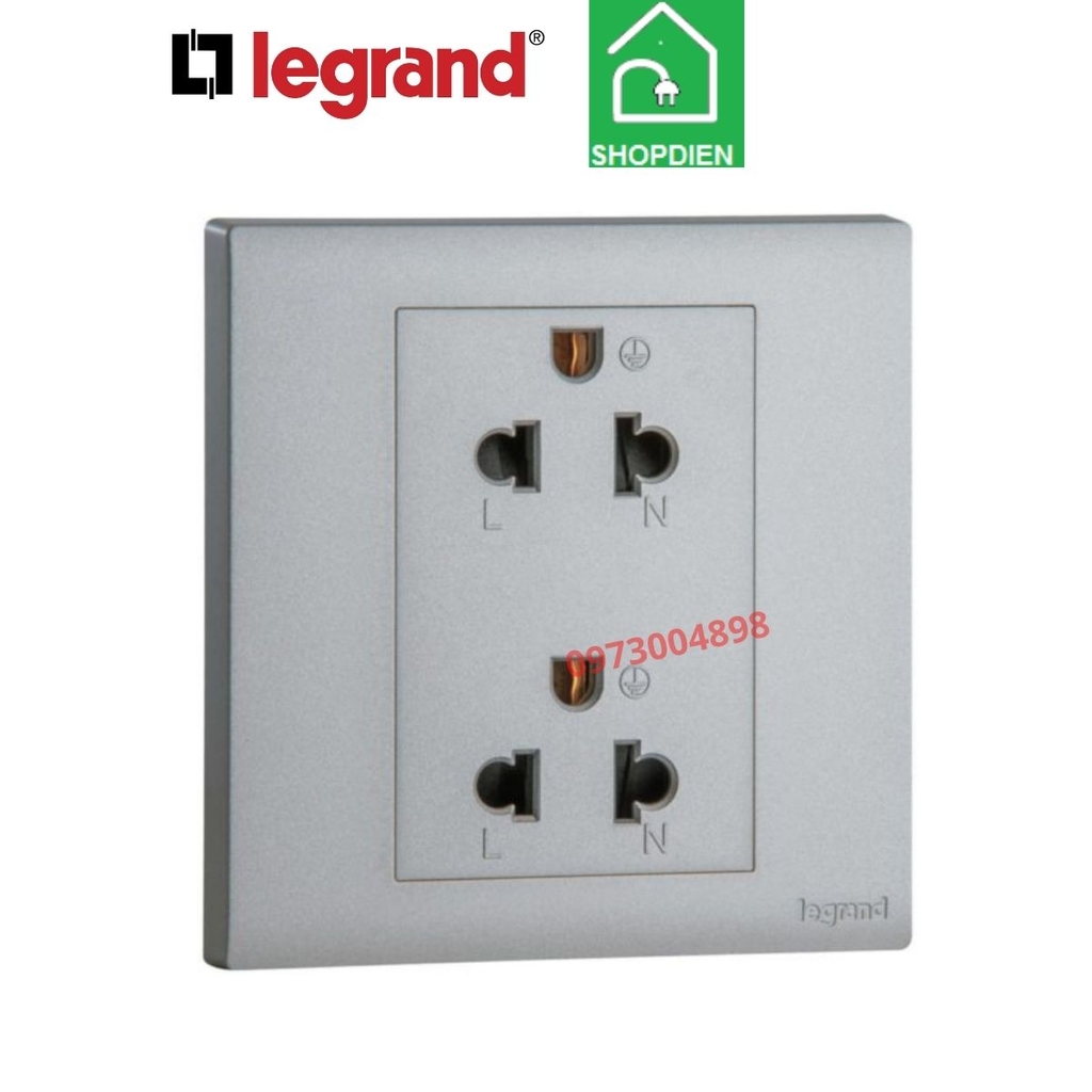 MEC31049SL Legrand Ổ cắm đôi 3 chấu OBRIA màu ghi xám