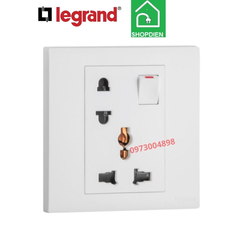 MEC32053WH Legrand Ổ cắm đôi đa năng OBRIA có công tắc màu trắng