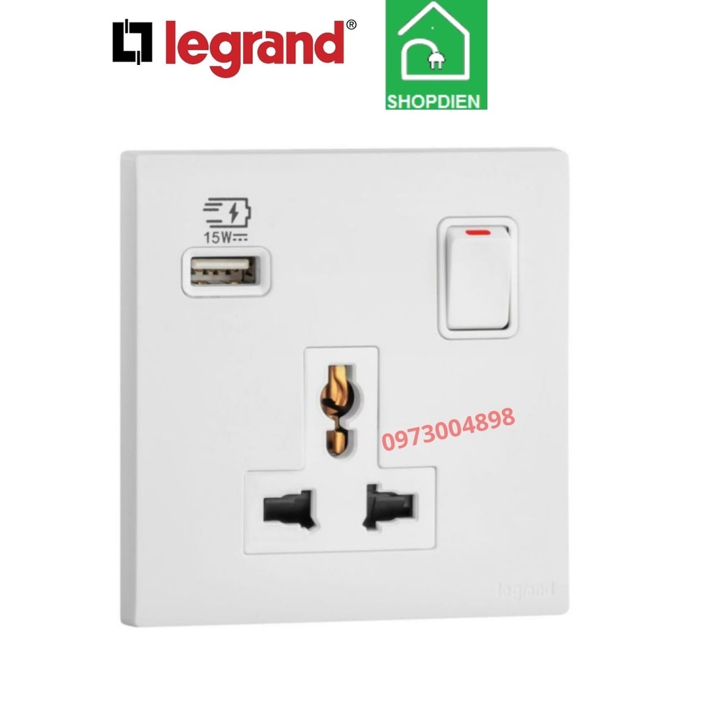 MEC33081WH Legrand Ổ cắm đa năng có công tắc và USB OBRIA màu trắng