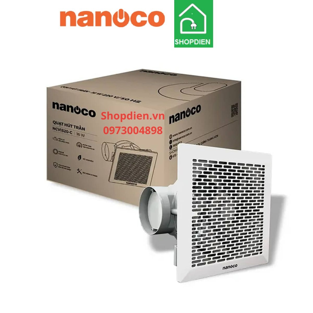 NCV1520-C Nanoco Quạt hút âm trần 20x20 ống ngang