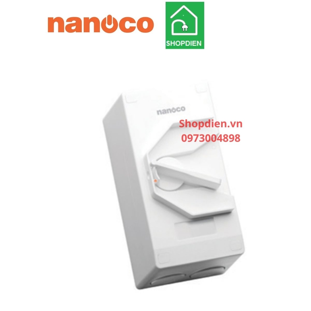 NIS245 Nanoco Isolator 2P 45A Cầu dao ngắt điện chống nước ngoài trời IP66