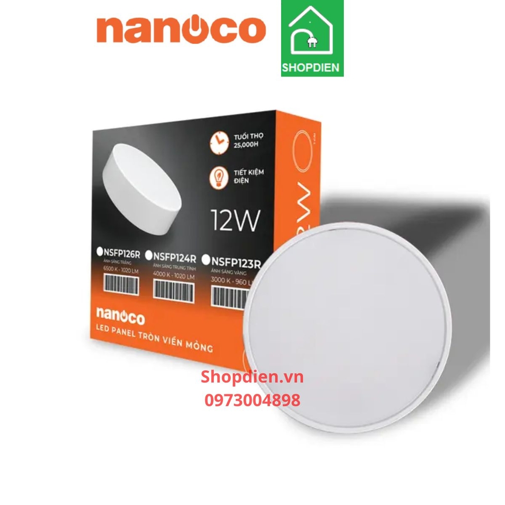 NRP124R Nanoco Đèn ốp trần 12W D120 tràn viền as trung tính 4000k