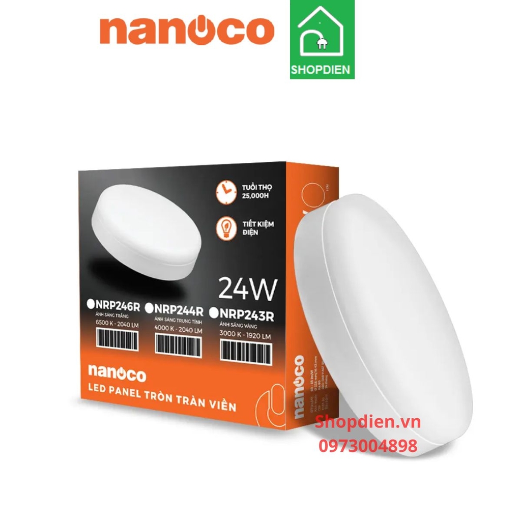 NRP243R Nanoco Đèn ốp trần 24W D230 tràn viền as vàng 3000k