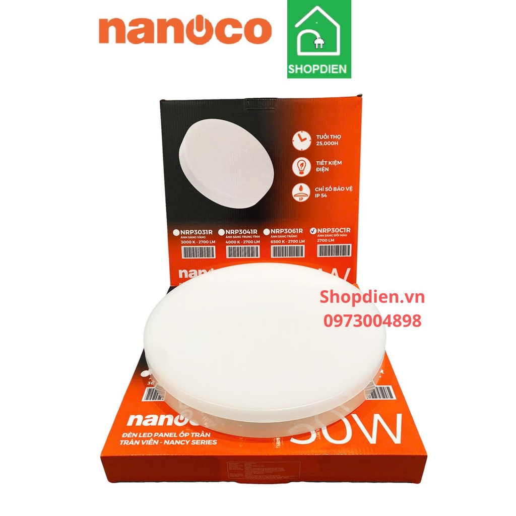 NRP30C1R Nanoco Đèn ốp trần 30W D300 tràn viền đổi màu