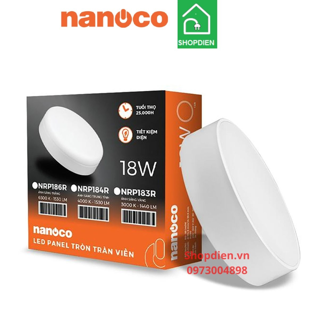 NSFP183R Nanoco Đèn ốp trần 18W D175 viền mỏng as vàng 3000k