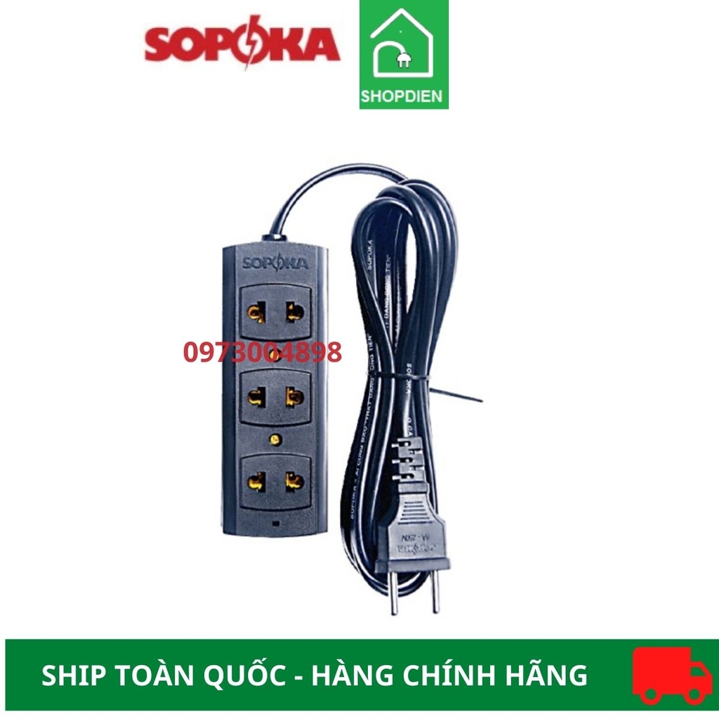 Ổ cắm kéo dài 3 cổng 1200w Sopoka 3S3 2.5m