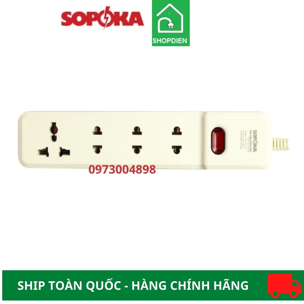 Ổ cắm 4 cổng 2200W Sopoka 4M-0 có công tắc (không dây)