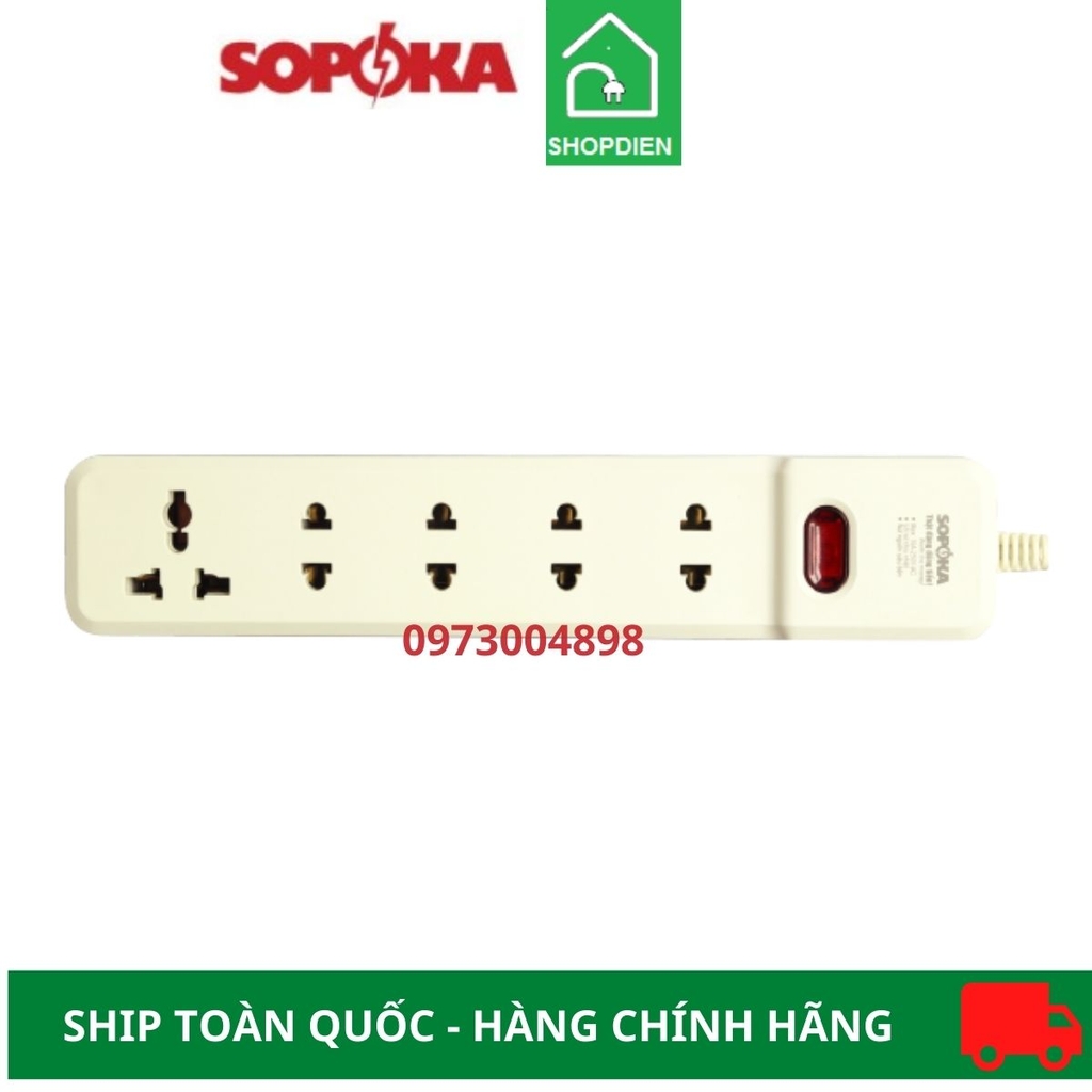 Ổ cắm 5 cổng 2200W Sopoka 5M-0 có công tắc (không dây)