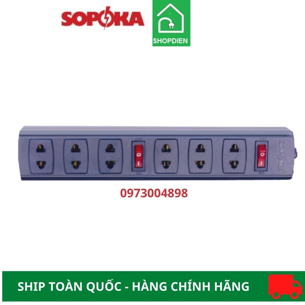 Ổ cắm 6 cổng 2200W Sopoka 6S-0 có công tắc không dây