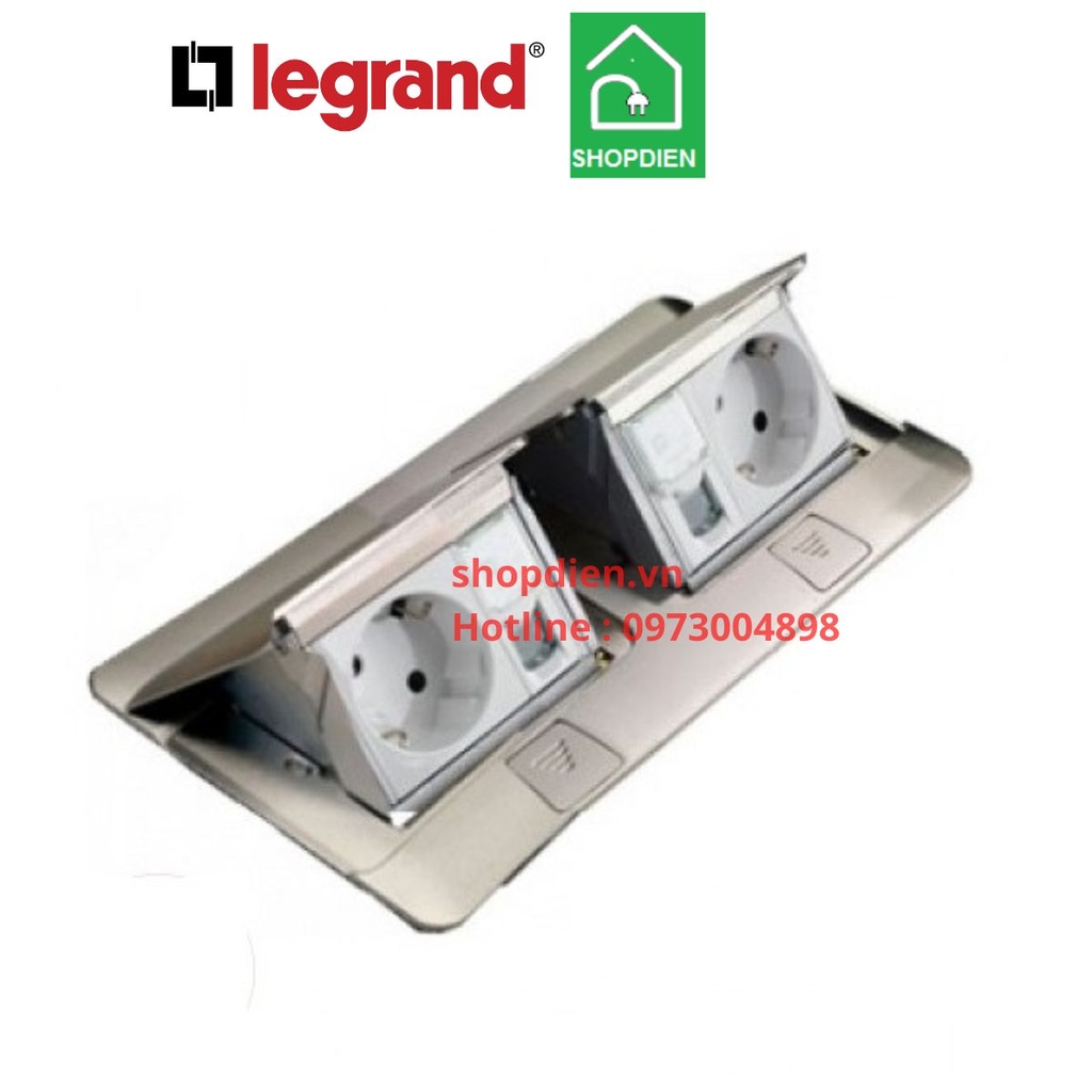 Ổ cắm âm sàn Legrand 054022 loại đôi 6M màu thép Pop-up Floor socket