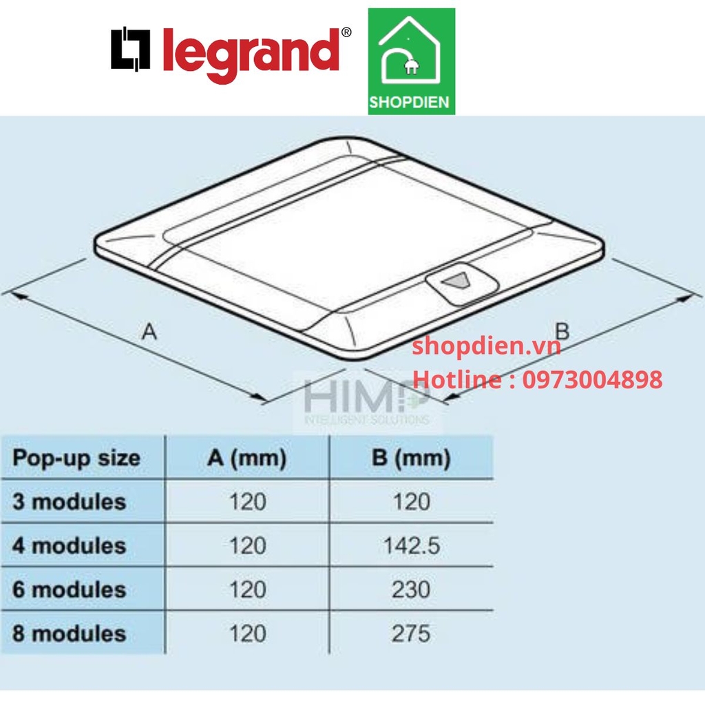 Ổ cắm âm sàn Legrand 054015 màu vàng Pop-up Floor socket