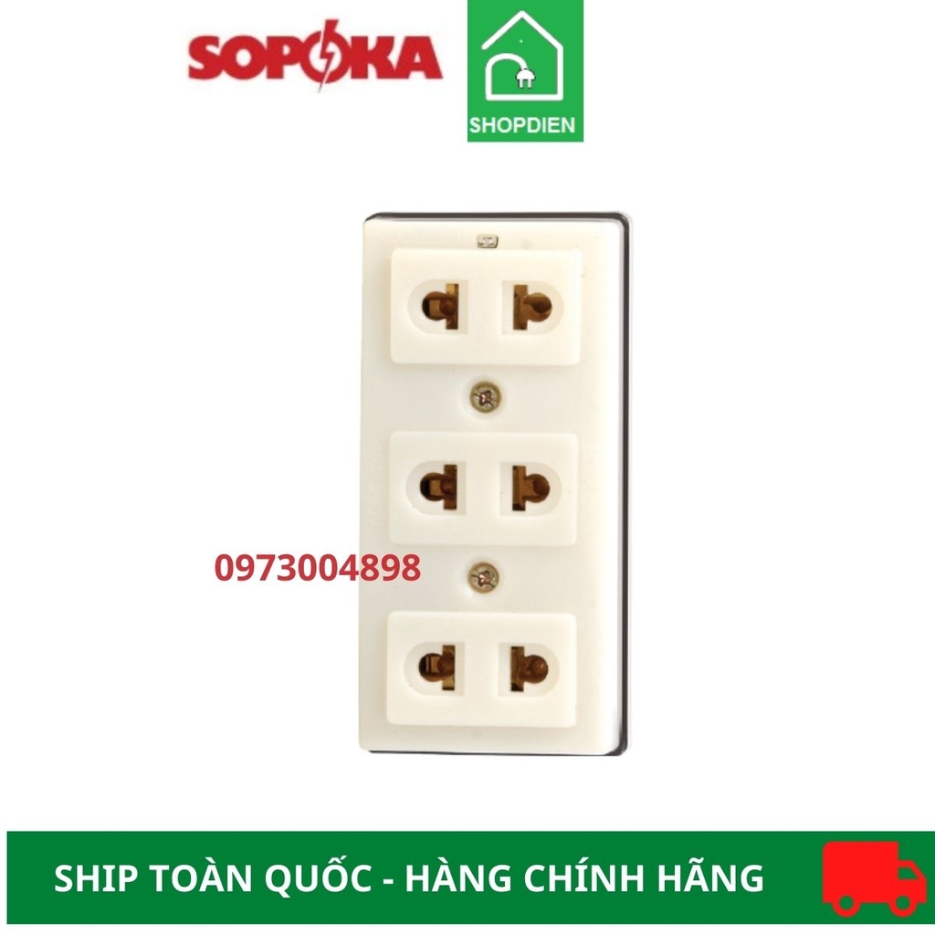 Ổ cắm ba 2 chân Sopoka T31 lắp nổi